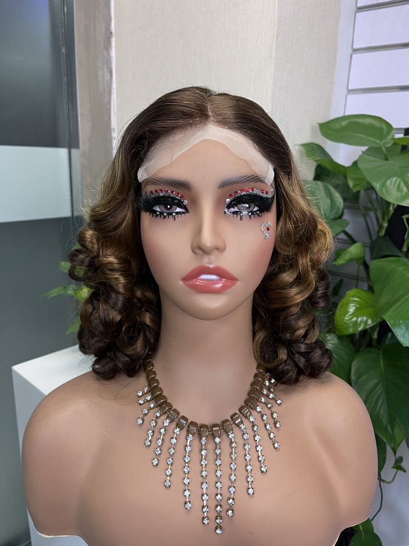 Bouncy Curl 5x5 Double Drawn Transparent Lace Closure Wig - 图片 9